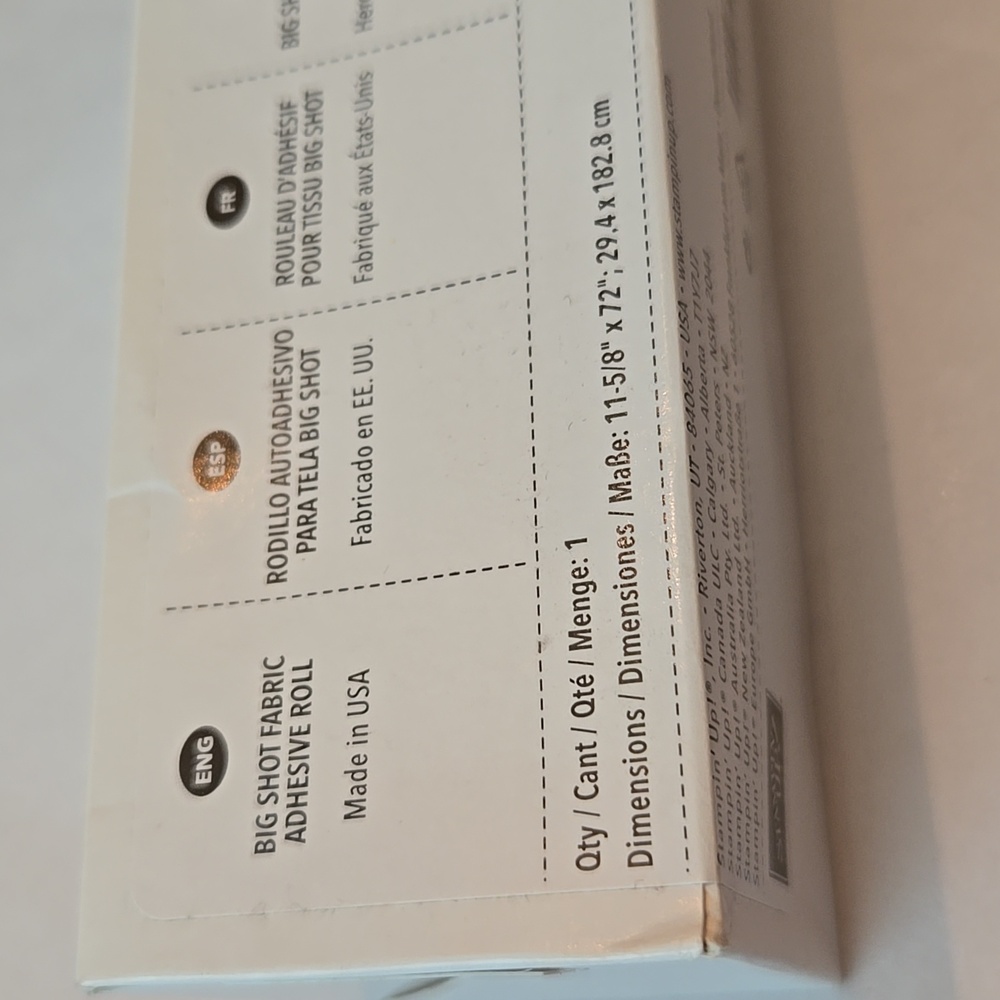 NWT Big Shot Fabric Adhesive Roll 11 5/8" Wide x 72" Long Stampin' Up!
